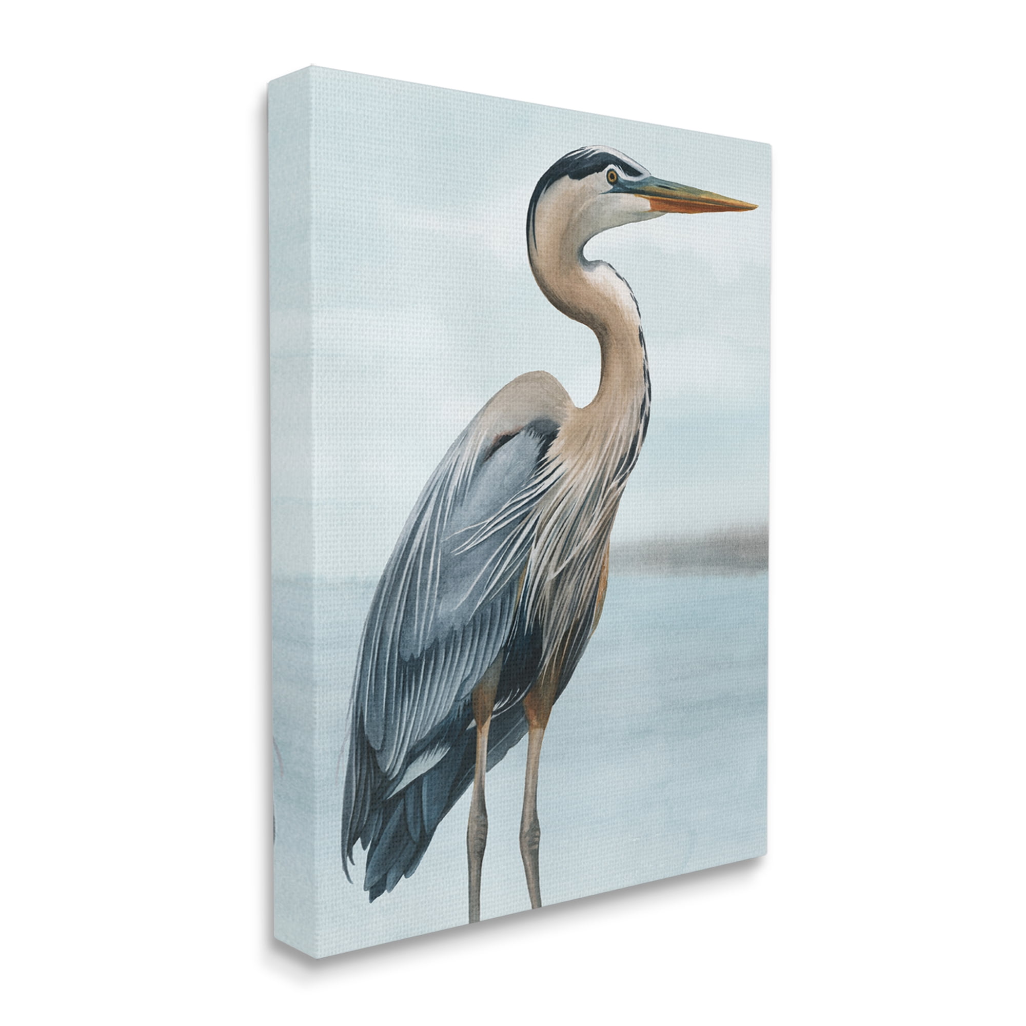 Stupell Industries Coastal Heron Portrait Animals & Insects Painting Gallery Wrapped Canvas Print Wall Art, 24 x 30