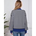 thumbnail image 4 of Sweaters for Women Mock Neck Color Contrast Striped Sweater Loose Y2K Juniors Girls Back to School Pullover Tops Shermie, 4 of 5