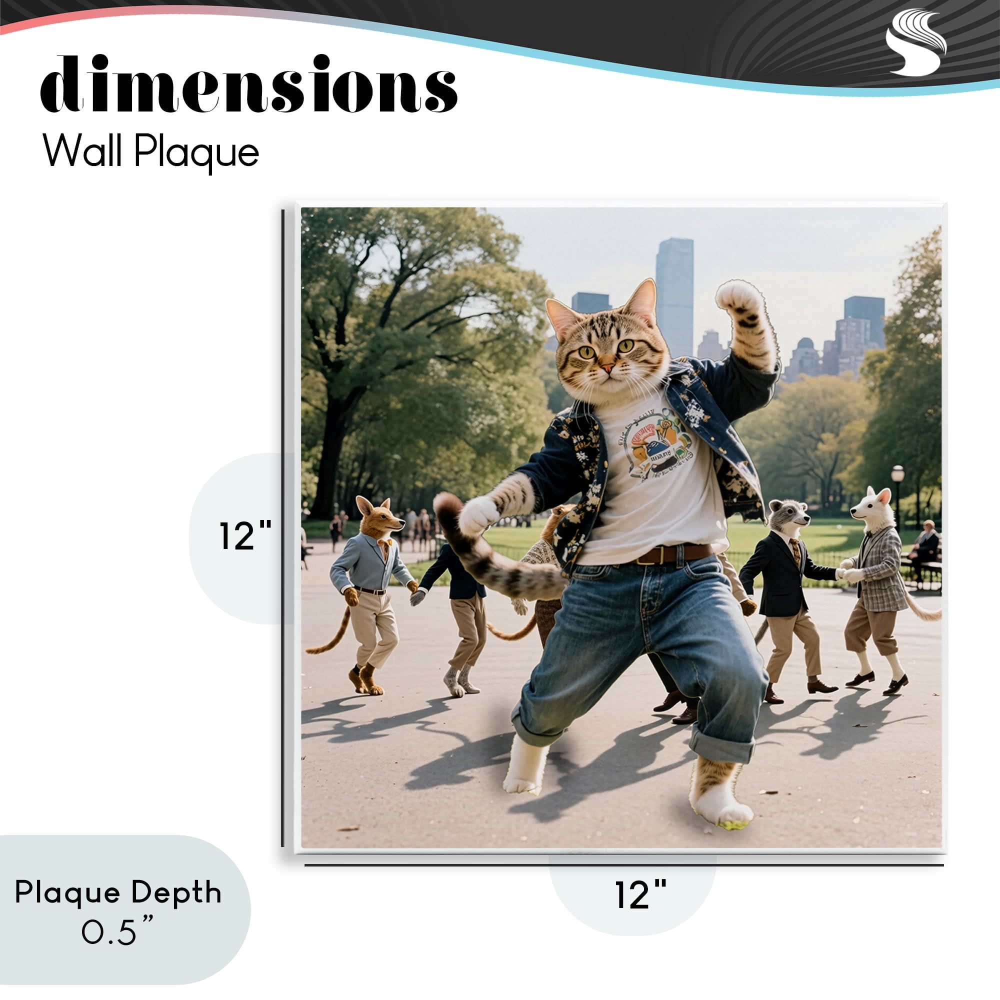 Stupell Industries Stylish Cat Dancing in Park Wall Plaque Art, design by CAD Designs