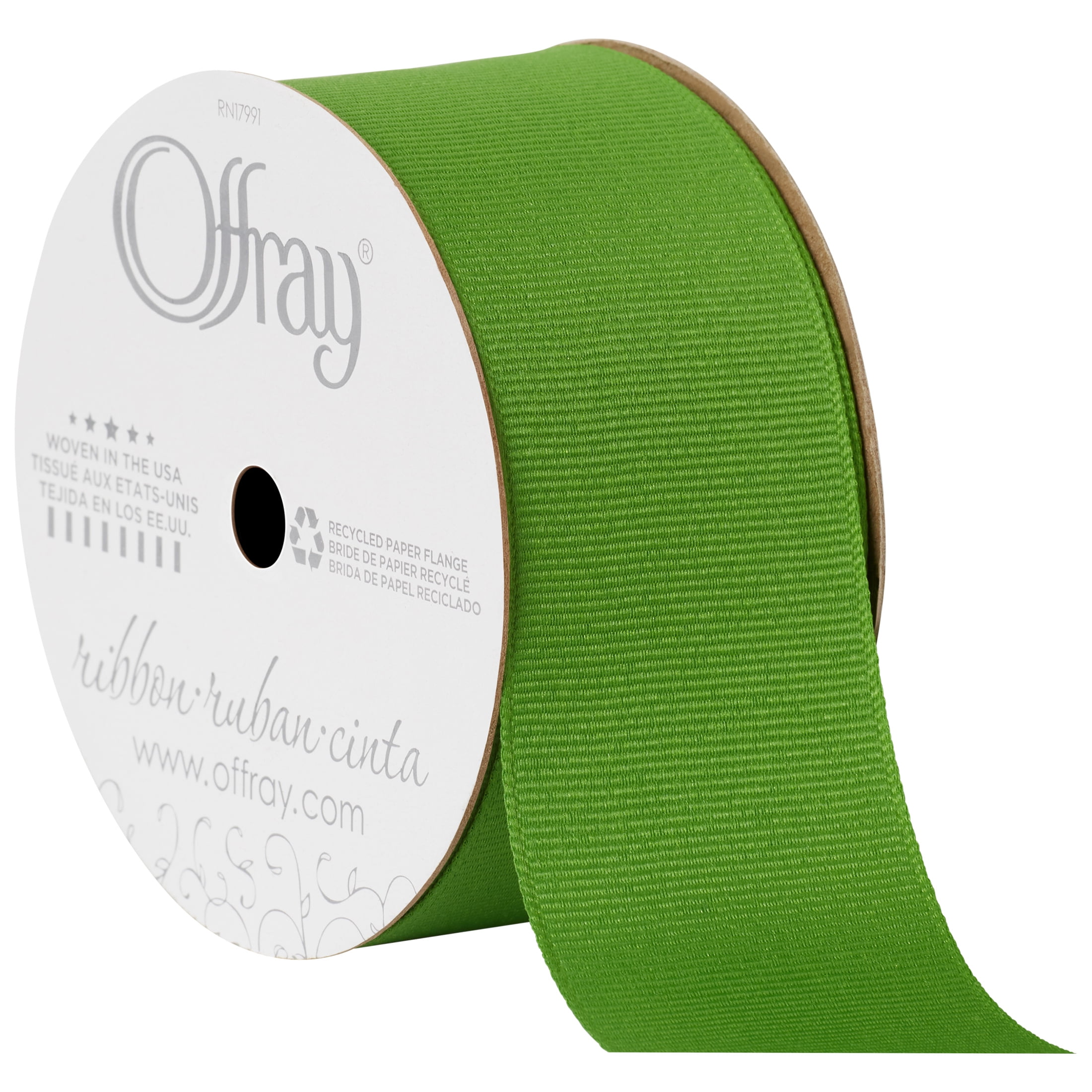 (3 pack) Offray 1.5" x 12' Apple Green Grosgrain Ribbon, 1 Each