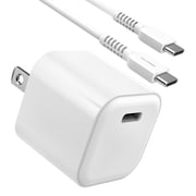 Galvanox 30W USB C Charger for iPad Pro / iPad Air / iPad Mini 6th Gen & Google Pixel 7/7 Pro - Gan Small Fast Charger with USB C-C Cable (White)