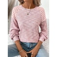 thumbnail image 4 of DOKOTOO Fall Tops for Women Crew Neck Stretchy Pullover Waffle Knit Lace Casual Raglan Long Sleeve Shirts Loose Fit Soft Blouses, 4 of 9