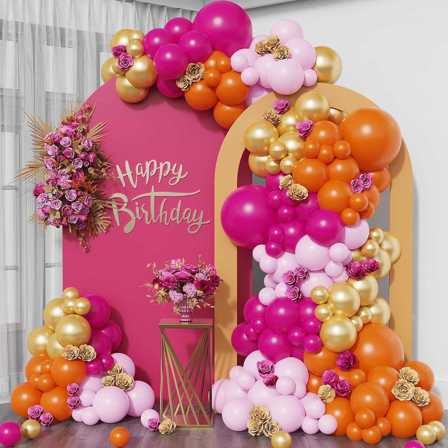 Kit D'Arche De Ballons Rouge Et Rose, 80 Guirlandes De Ballons Rouges Avec Ballons À L'Hélium