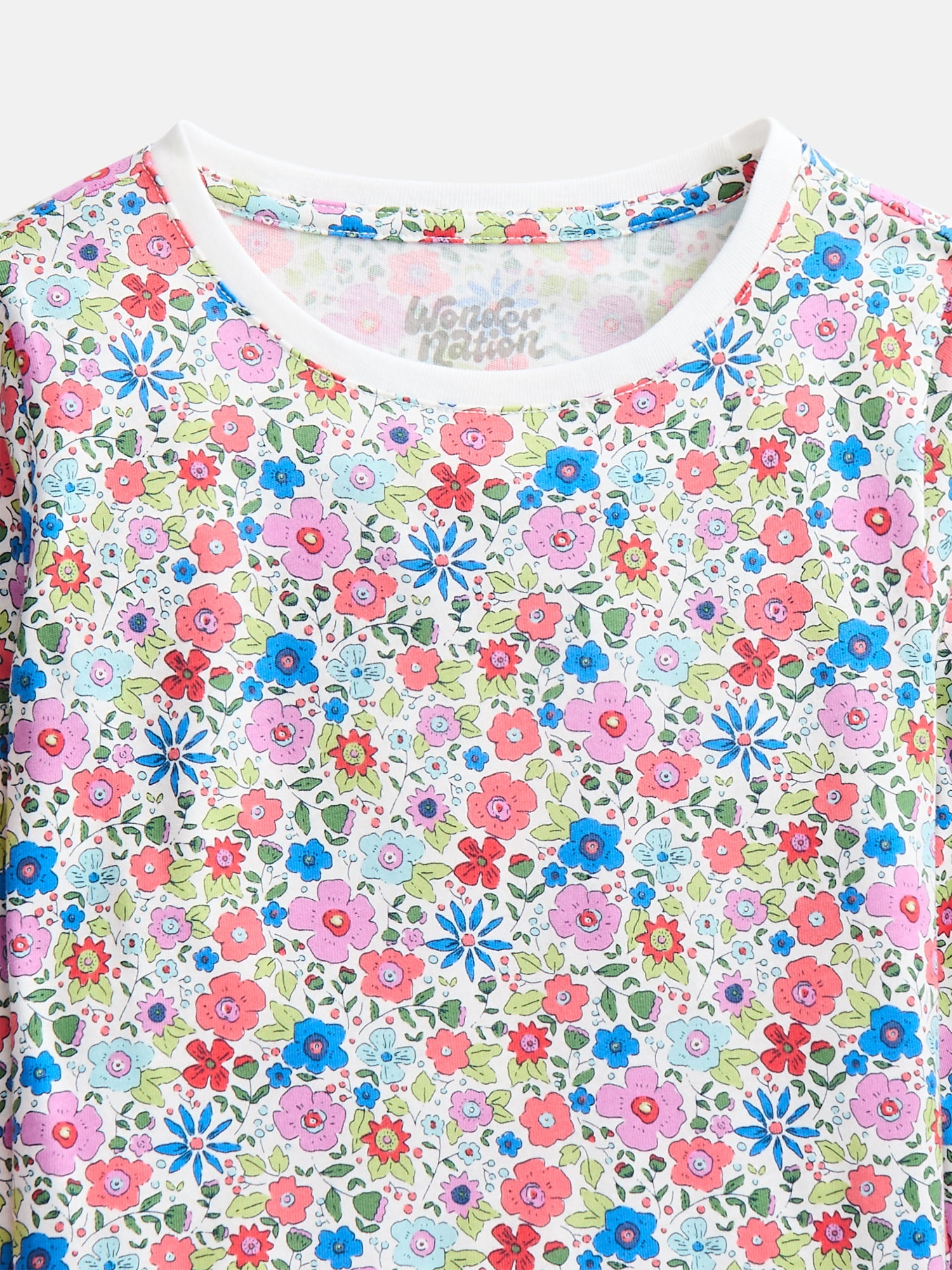 Wonder Nation Girls Kid Tough Tee with Long Sleeves, 3 Pack, Sizes 4-18 & Plus