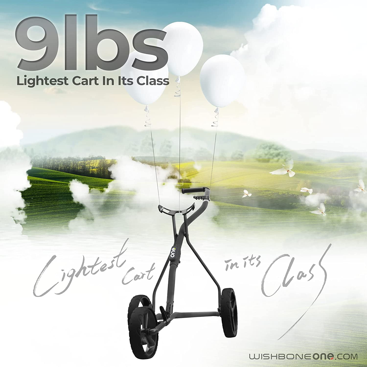 Golf Push Carts | 1step Folding Golf Cart, Aircraft-Grade Frame Lightweight