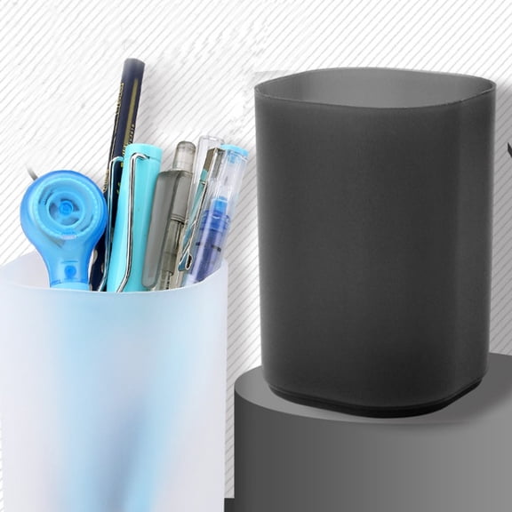 ibasenice 2Pcs Multifunctional Plastic Pen Holder for Office Desktop with Smooth Finish Black