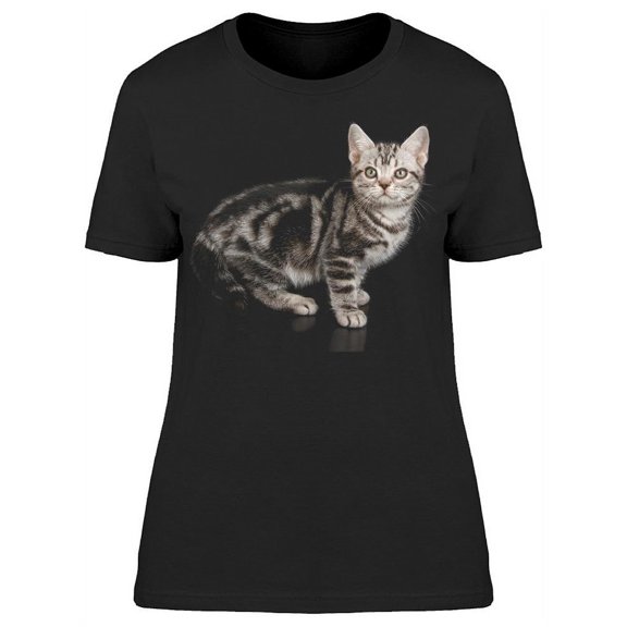 Posing Grey Shorthair Cat T-Shirt Women -Image by Shutterstock, Female x-Large