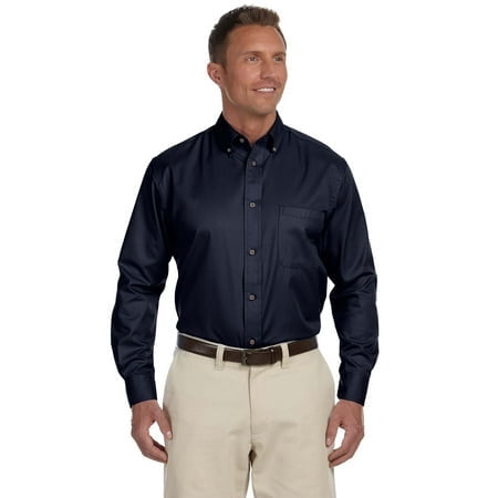 Harriton Chemise à Manches Longues en Sergé pour Hommes Easy blendTM avec Élimination des Taches