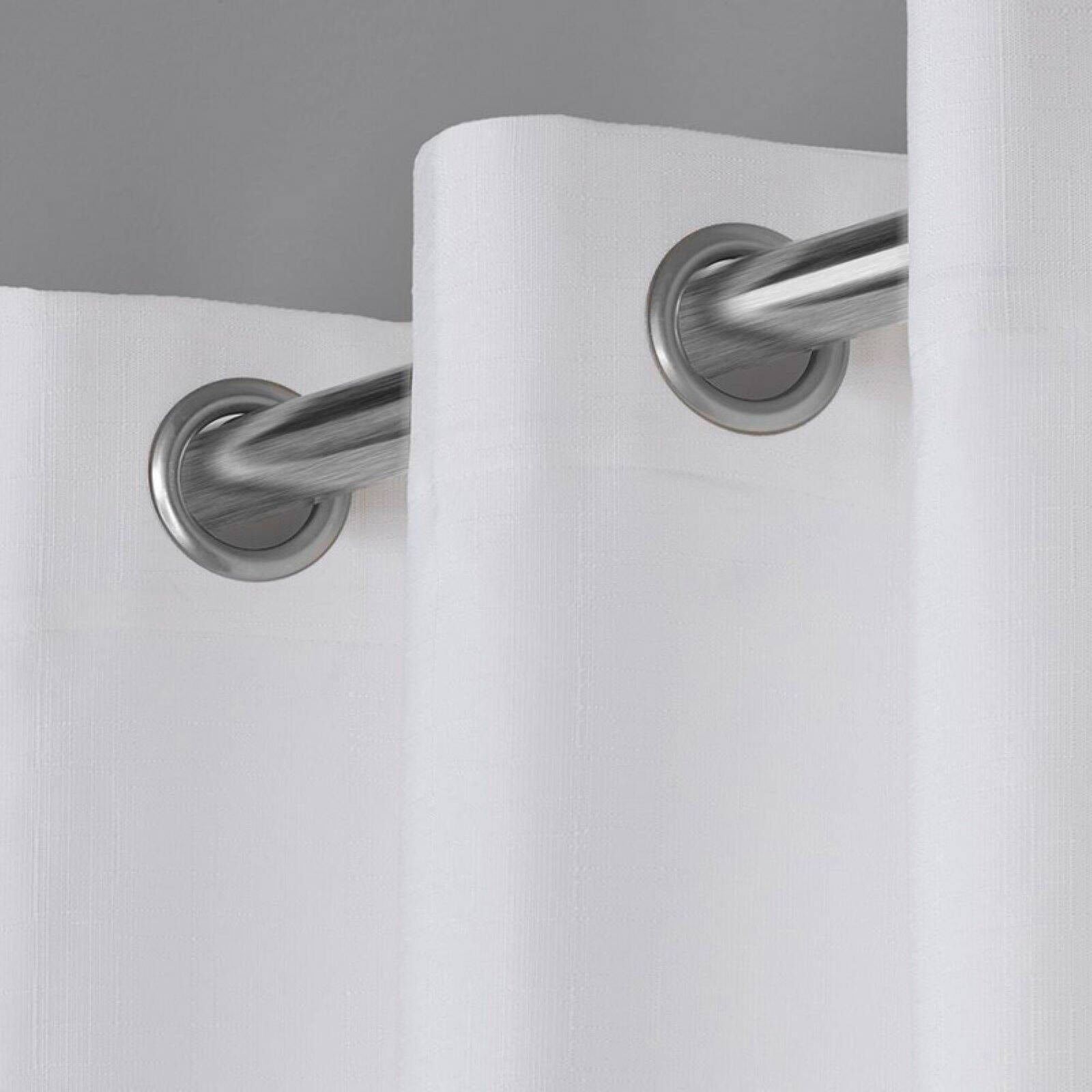 Exclusive Home London Textured Linen Room Darkening Blackout Grommet Top Curtain Panel Pair, 54"x63", Winter White