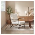 thumbnail image 7 of Fabric Accent Chair, Upholstered Single Sofa Chair with Metal Frame, Modern Living Room Chair with Wooden Armrests and Cushion Back, 1Pcs, White, 7 of 7