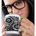 thumbnail image 2 of 3drose, Sassy Black and White Lace Print Perfect for Bachelorette or Lingerie Parties, 15oz Two-tone Green Mug, 2 of 6