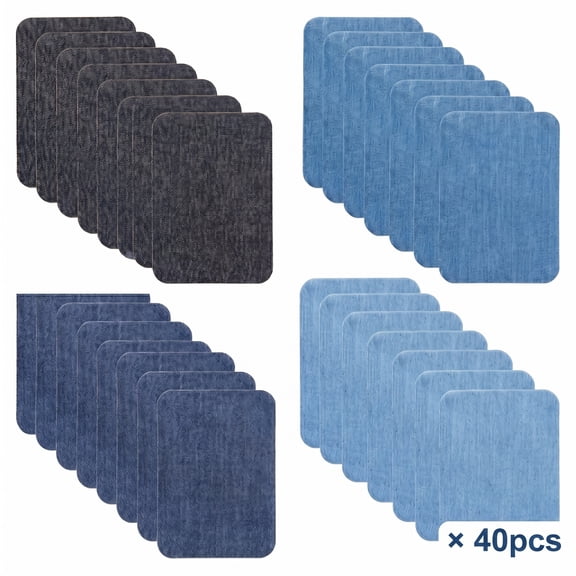 MoHern 40PCS Small Denim Patches Kit, Wear-Resistant Elbow & Knee Jean Repair Patches, Durable Clothing Hole Reinforcement Stickers, 2.95"×4.33".