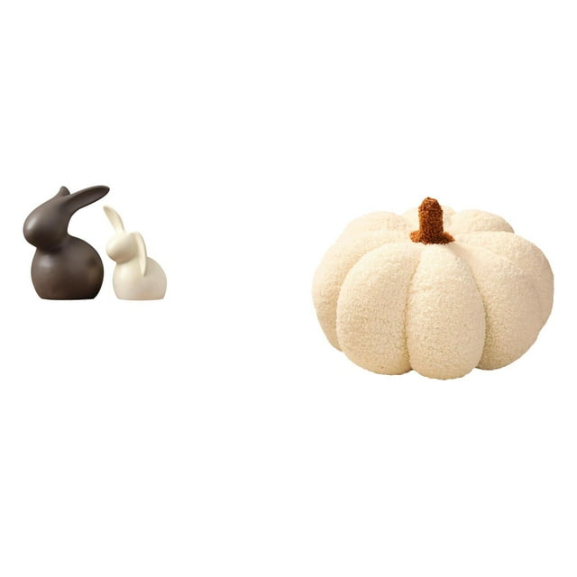 Juego de estatua de conejo de y almohada de calabaza de Halloween para mueble de TV, sofá, cama, dormitorio, armario, jardín, decoración de