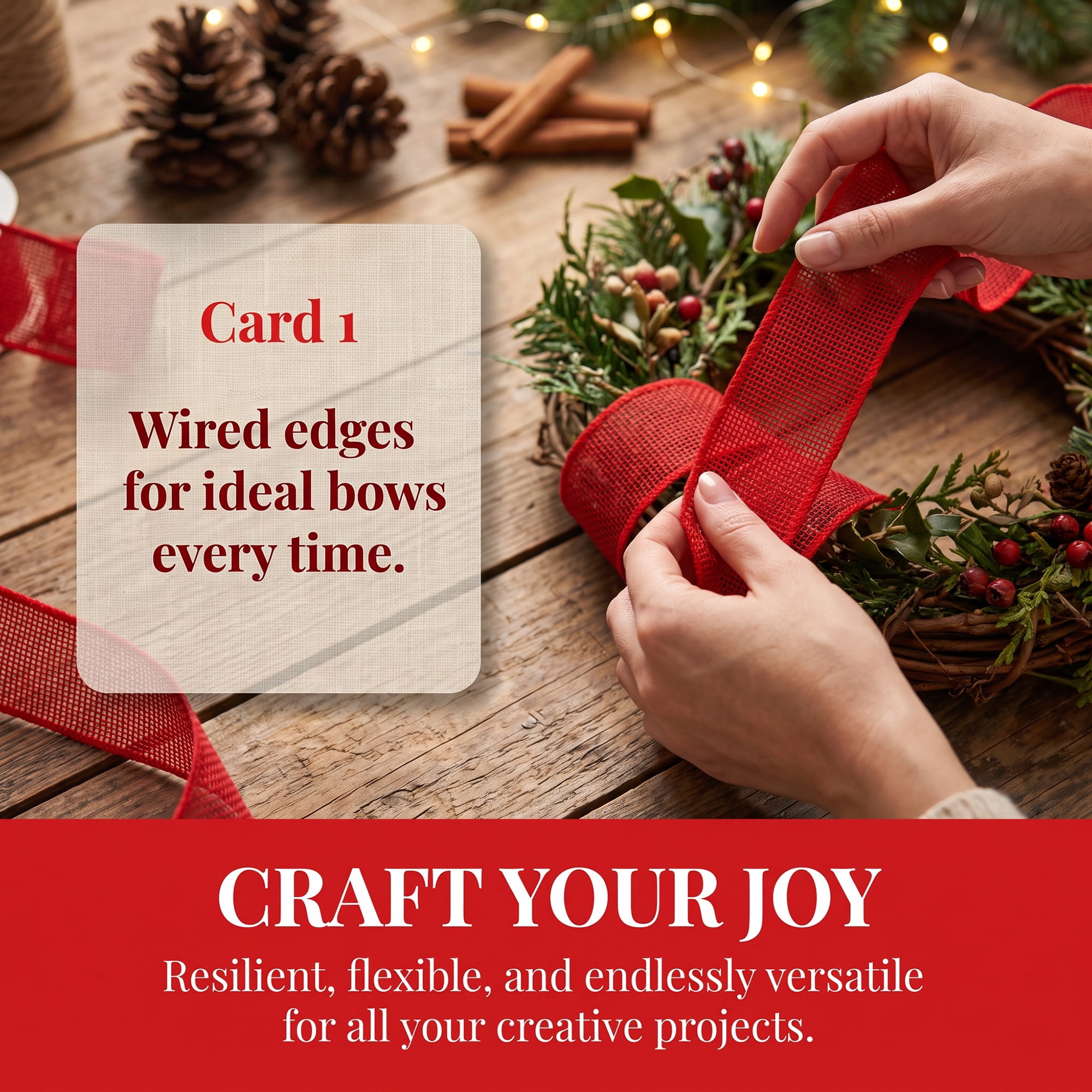 Unique Bargains Faux Burlap Ribbon for Elegant Gift Decoration Red 4.9 Yard