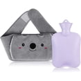 thumbnail image 1 of Bolsa de agua caliente con tapa, alivio rápido del dolor de cuello y espalda (bolsa de agua morada + cinturón gris con forma de cachorro)., 1 of 5