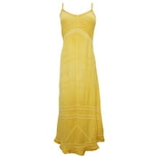 Mogul Women Scoop Neck Strappy Dress Yellow Maxi Party Dresses