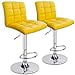 thumbnail image 3 of Modern Square PU Leather Adjustable Bar Stools with Back, Set of 2, Counter Height Swivel Stool by Leopard (Yellow), 3 of 5
