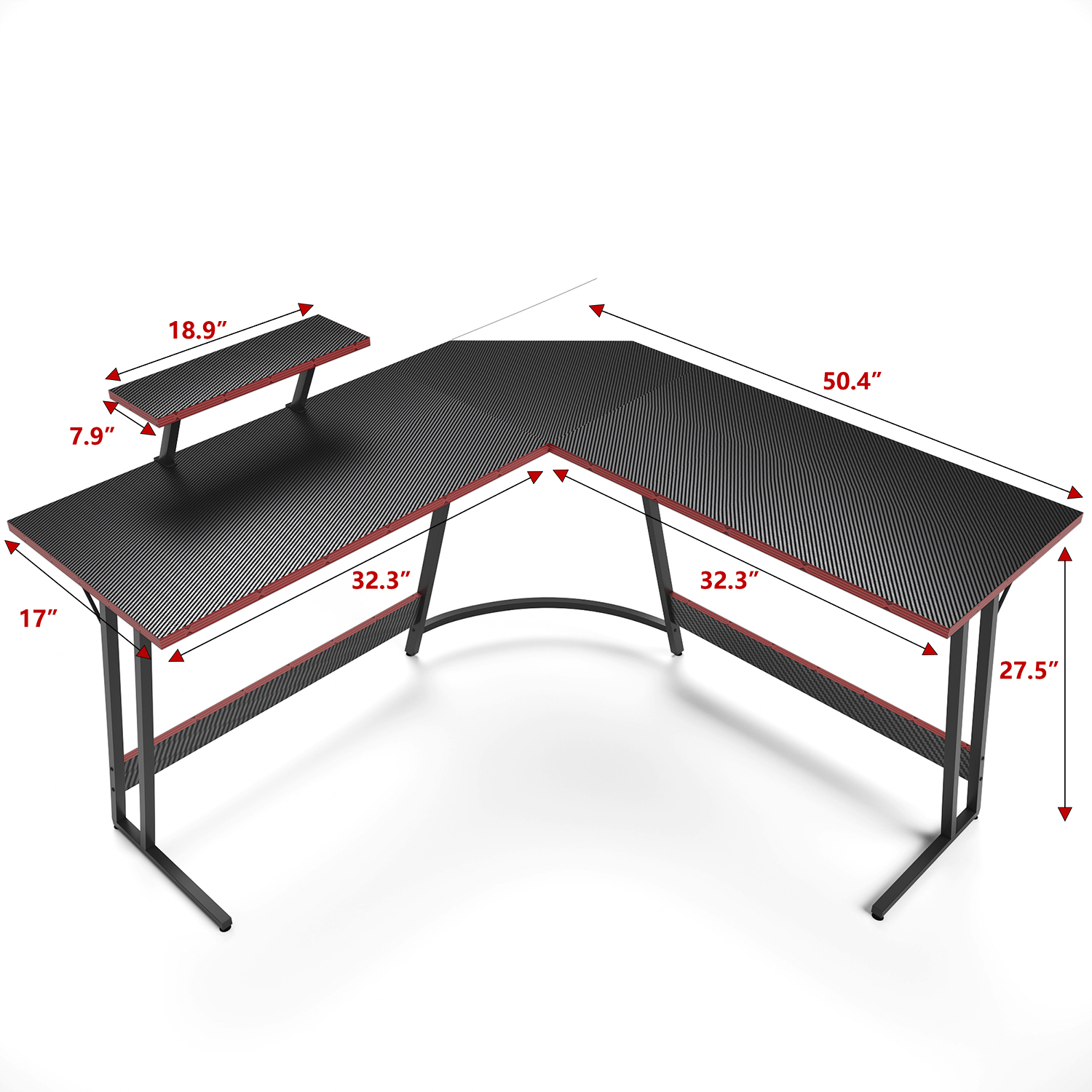 Homall L-Shaped Gaming Desk 51 Inches Corner Office Desk with Removable Monitor Riser, Black - image 4 of 9