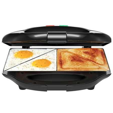 

Chefman Portable Sandwich Maker Compact Nonstick Indicator Lights Locking Lid Cord Storage