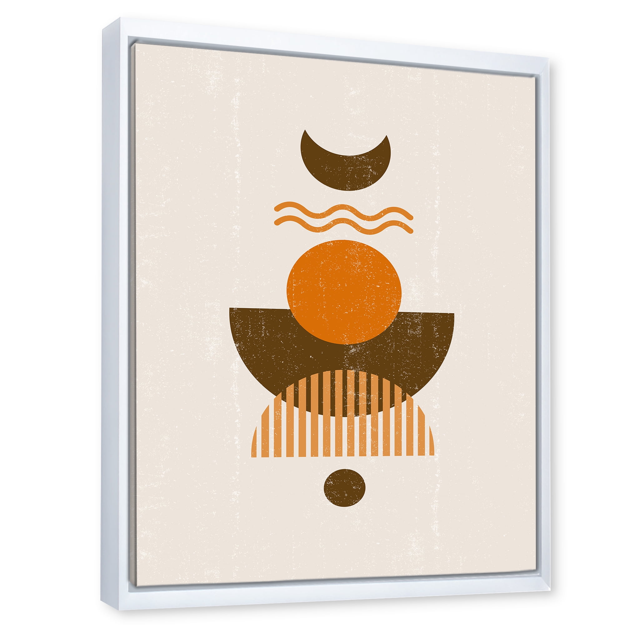 Designart 'Abstract Moon and Sun In Earth Tones' Modern Framed Canvas Wall Art Print