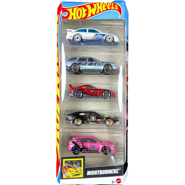 Hot Wheels Nightburnerz Pack 5 Autos Escala 1 64