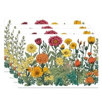 SUNOLIFE Spring Floral Placemats Plants Flowers Table Mats Set of 4, Mats for Dining Table Decorations 12x18 inch