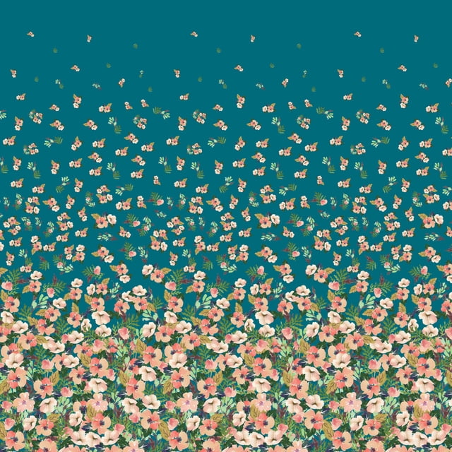 Soimoi polyester Crepe Fabric Leaves & Flower Panel Print Fabric by the Yard 42 Inch Wide