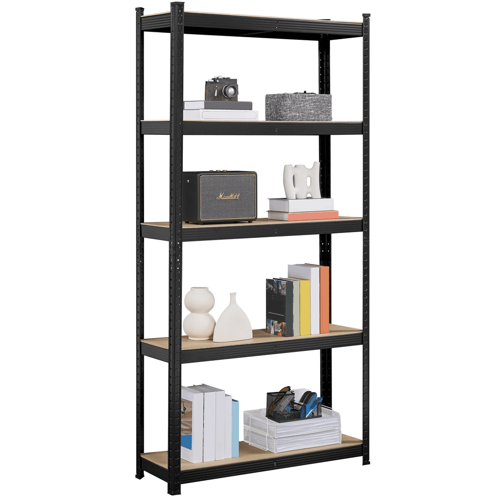 Alden Design 5-tier Adjustable Steel Storage Shelf Unit, Black, 2 Pack