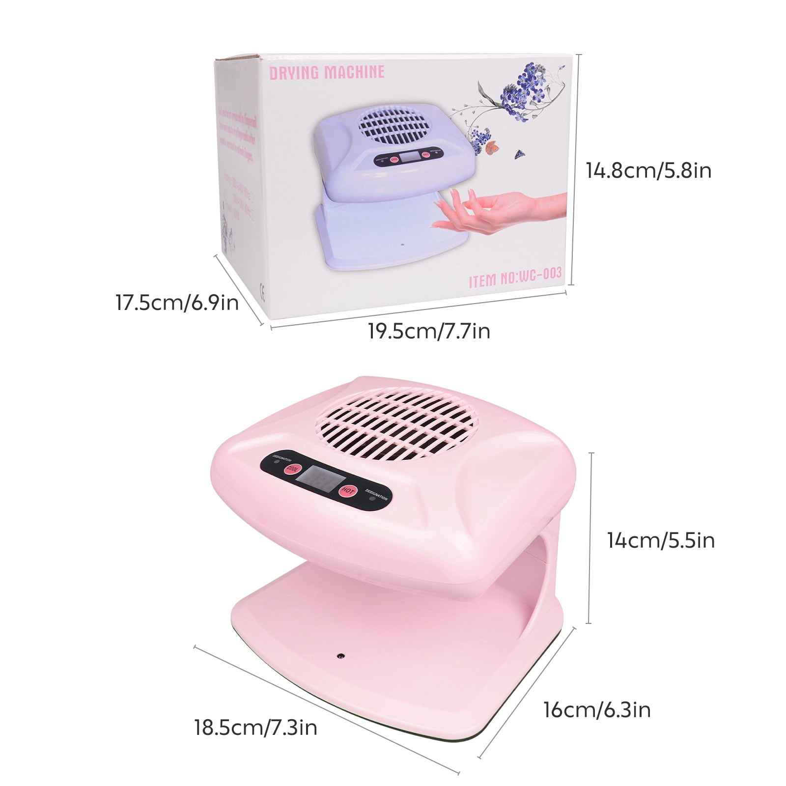 300W Nagellack Lufttrockner Mit Automatik-Sensor – Warm/Kalt Wind, Timer, Für Home & Salon