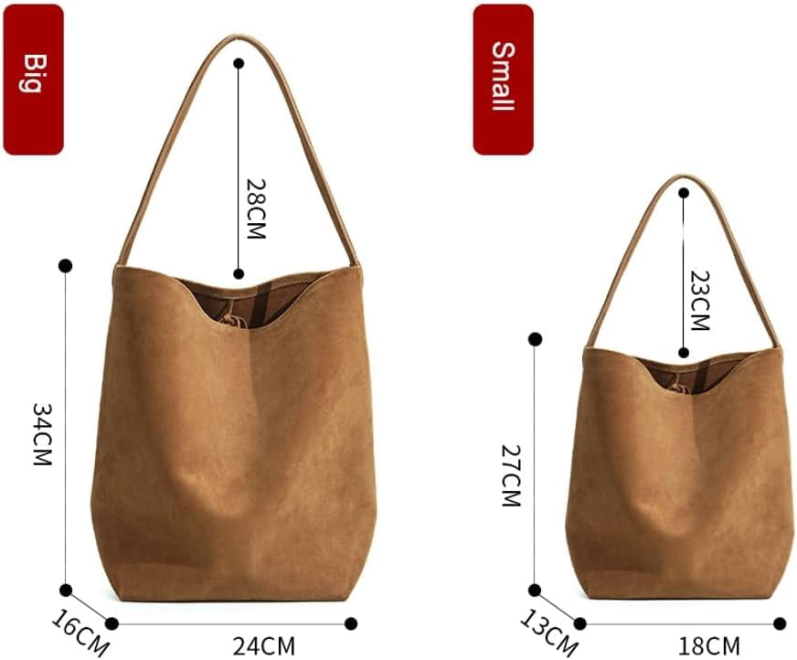 Genuine Leather Bucket Shoulder Bags for Women Ladies Large Tote Purse Handbags Soft Suede Working Satchel