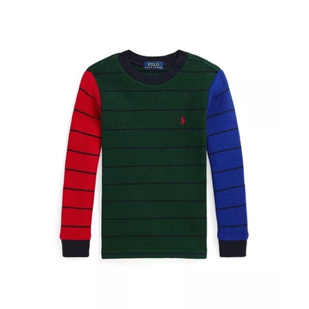 Polo Ralph Lauren COLLEGE GREEN Toddler & Little Boys Waffle-Knit Tee, US Medium