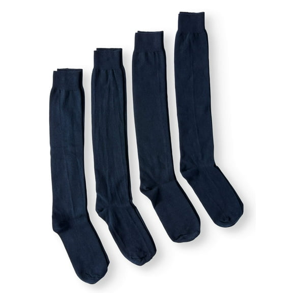 Jefferies Socks Girls Knee High Uniform Socks 4-Pack, Sizes 4-14