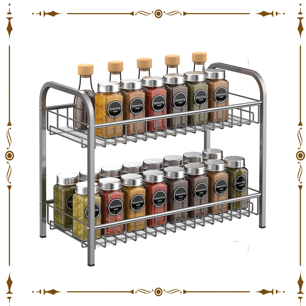 Auledio 2 Tier Metal Spice Rack Organizer Freestanding Shelf Storage ...