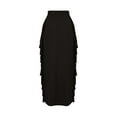 thumbnail image 3 of Wdfiry Fringe Skirts for Womens Solid Color Elastic Waist Comfortable Maxi Skirts Plus Size Loose Fit Stretchy Tummy Control Long Skirts, 3 of 5