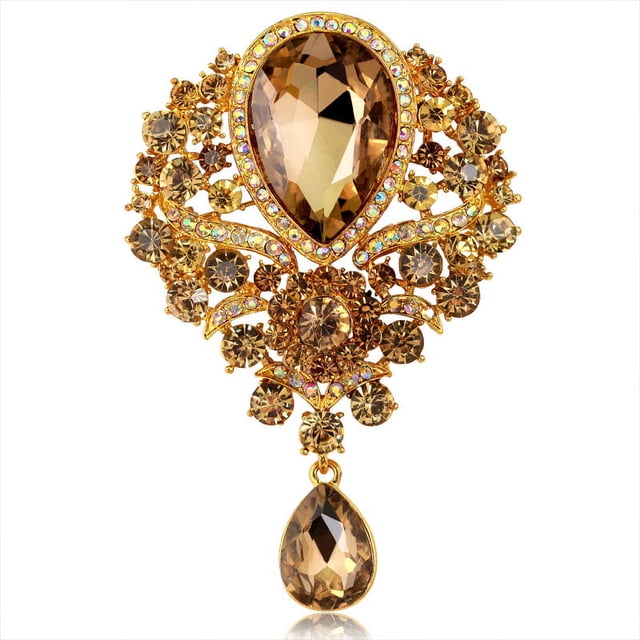 Broche colgante de cristal para mujer, accesorio con ramillete de aleación de diamantes de imitación
