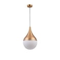 thumbnail image 2 of Bethel Gold Metal Frame Single Pendant Light With Milk White Glass Shade, 2 of 3