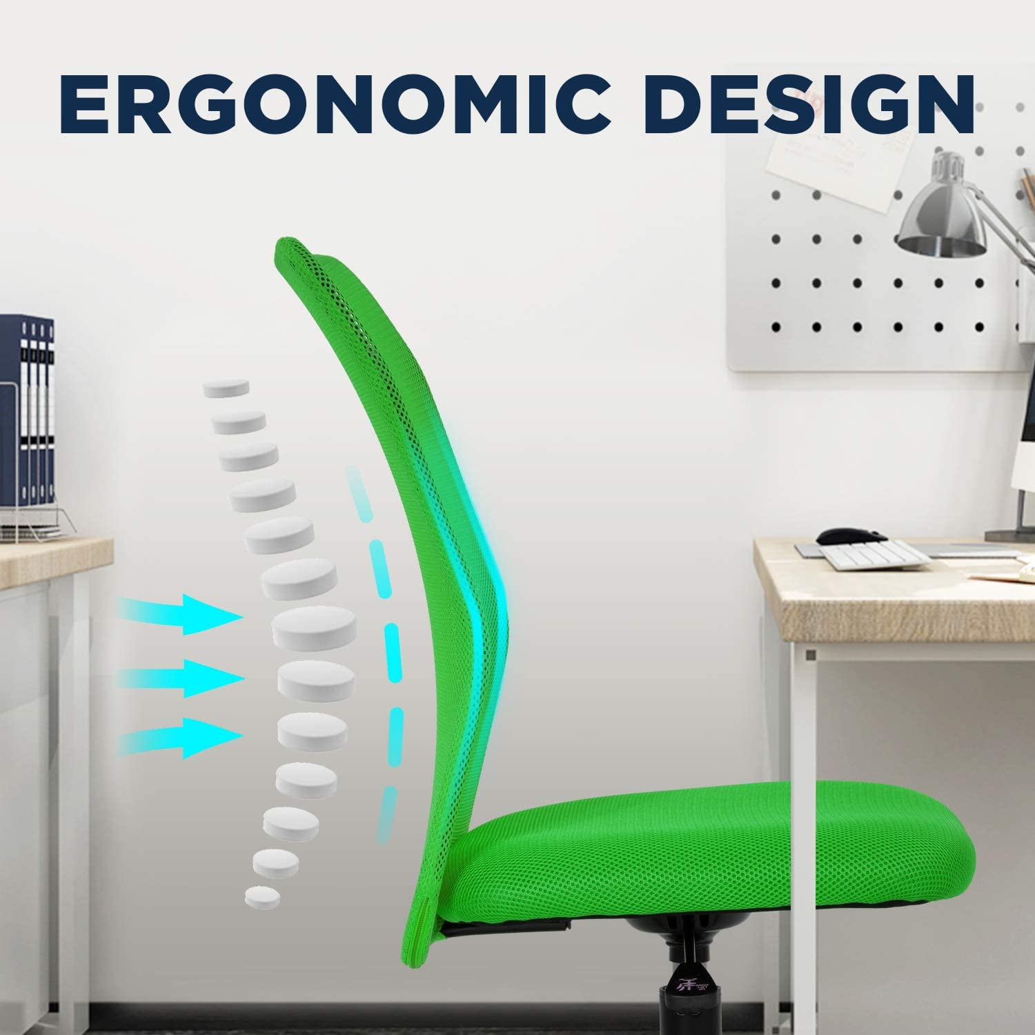 FDW Ergonomic Home Office Chair, Lumbar Support, Rolling Swivel for Women(Green)