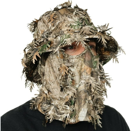 QuikCamo Realtree & Mossy Oak 3D Leafy Camo Face Mask Bucket Hat for Men Deer Duck and Turkey Hunting (Fully Adjustable OSFM)