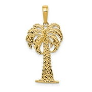 GEMAPEX 14K Yellow Gold Charm Pendant Men'S 27 mm 13.5 Palm Tree