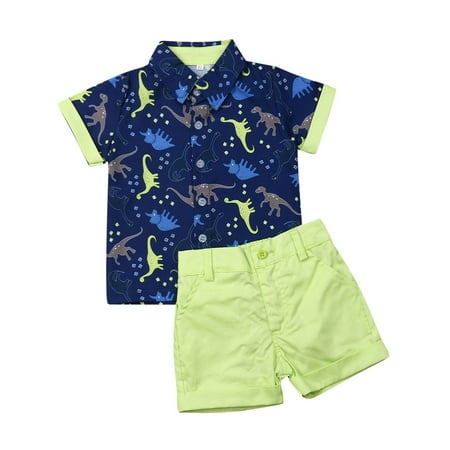 

Sunisery Kids Baby Boys Short Sleeve Button Down Shirt Shorts Suits 2T 3T 4T 5T 6T Outfits Summer Clothes Gentleman 2-Piece Set