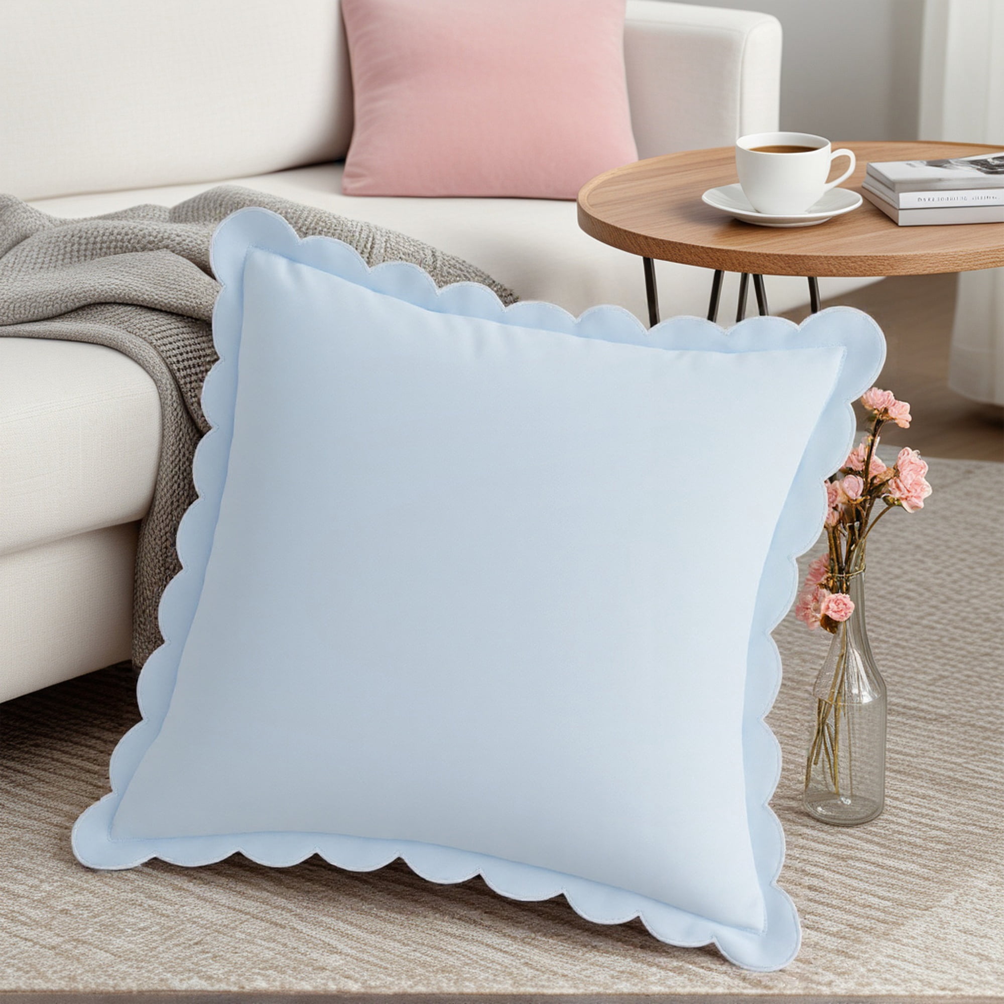 Unique Bargains 4 Pcs Soft Cotton Throw Pillow Covers Blue 18" x 18" Blue/Orange