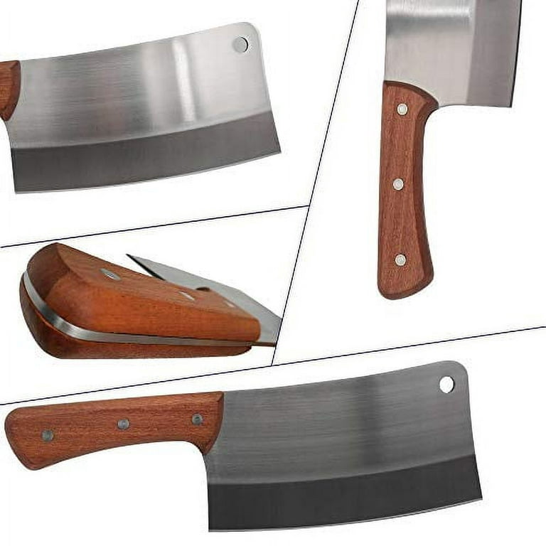 ENOKING Cleaver Knife, 7.5 Inch Hand Forged Meat Cleaver Heavy Duty Bone  Chopper German High Carbon Stainless Steel Butcher Knife with Full Tang