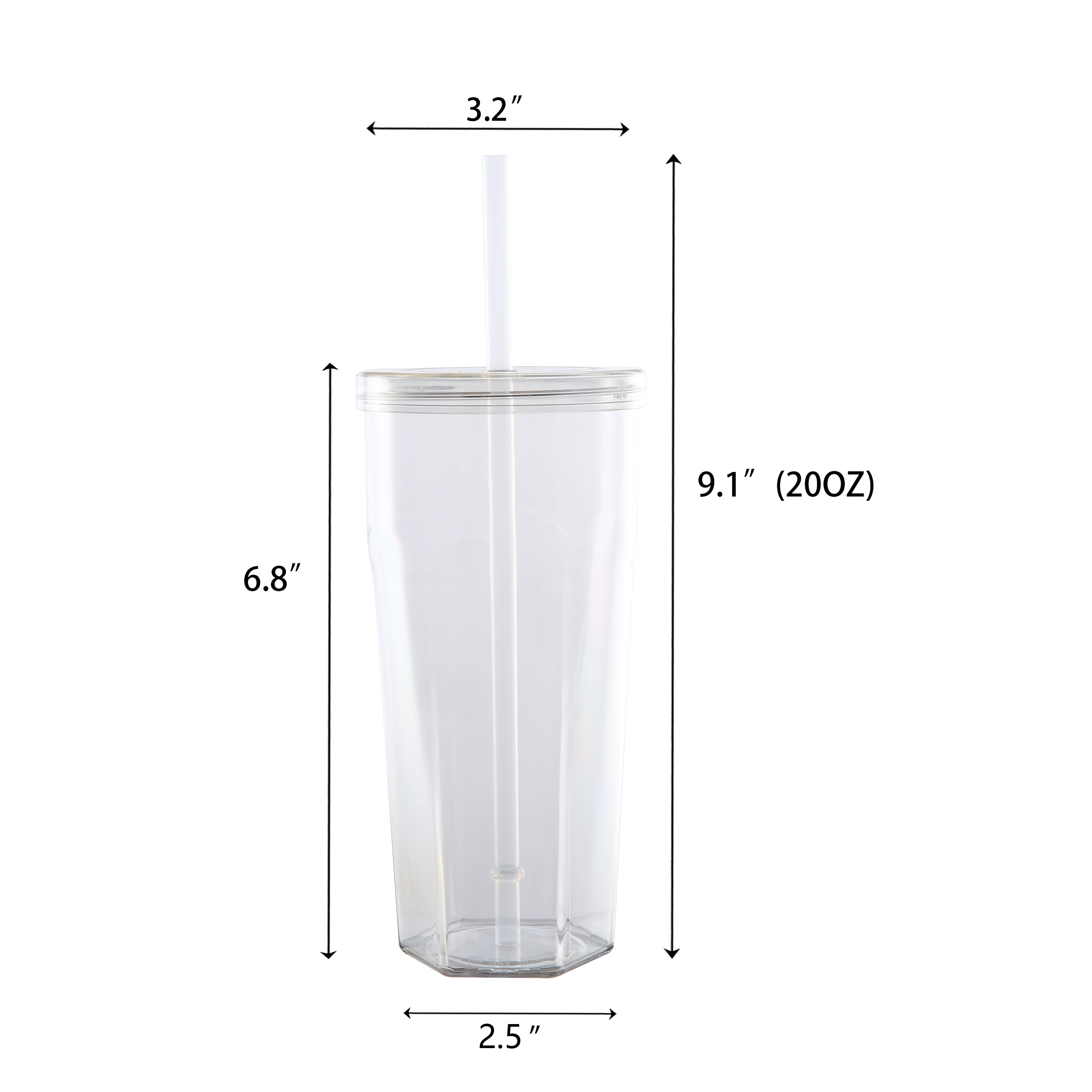 Mainstays 20oz Plastic Tumbler with Screw on Lid and Straw Clear