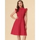 thumbnail image 3 of Vestido Camisero A Media Pierna De Algodón Con Cinturón Y Manga Con Volantes Y Cierre De Botón Para Oficina De Trabajo Para Mujer rojo XS, 3 of 6