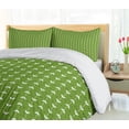 thumbnail image 5 of Ambesonne Floral Duvet Cover Sets, Vertical Stripes with Leaves, 2-King, Lime Green and White, 5 of 6