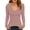Pink, variant on Long Sleeve Shirts for Women off Shoulder V Neck Ribbed Stretch Slim Fitting Comfy Going out Tops(Small,Black)