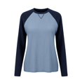 thumbnail image 2 of GILIGEGE Womens Color Block Crewneck Sweatshirt,Long Sleeves Tops,Casual Lightweight Fall Tunic,Loose Fit Workout Casual Winter Blouse,Preppy Y2k Cute Top,Going Out Workout Outfits Blue L, 2 of 4