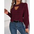 thumbnail image 6 of Duoif Sweaters for Women Trendy Women's Casual Long Sleeve Sweaters Choker Neck Cut Out Fall Pullover Sweaters Oversized Drop Shoulder Knit Tops Women's Sweaters Womens Tops Red S, 6 of 9