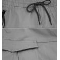 thumbnail image 3 of Men's Stretch Cotton Elastic Drawstring Waist Multi Pocket Casual Cargo Shorts (Grey, 2XL), 3 of 3