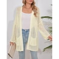 thumbnail image 2 of Women's Open-Front Long Sleeve Mesh Knit Cardigan with Pockets, 2 of 5